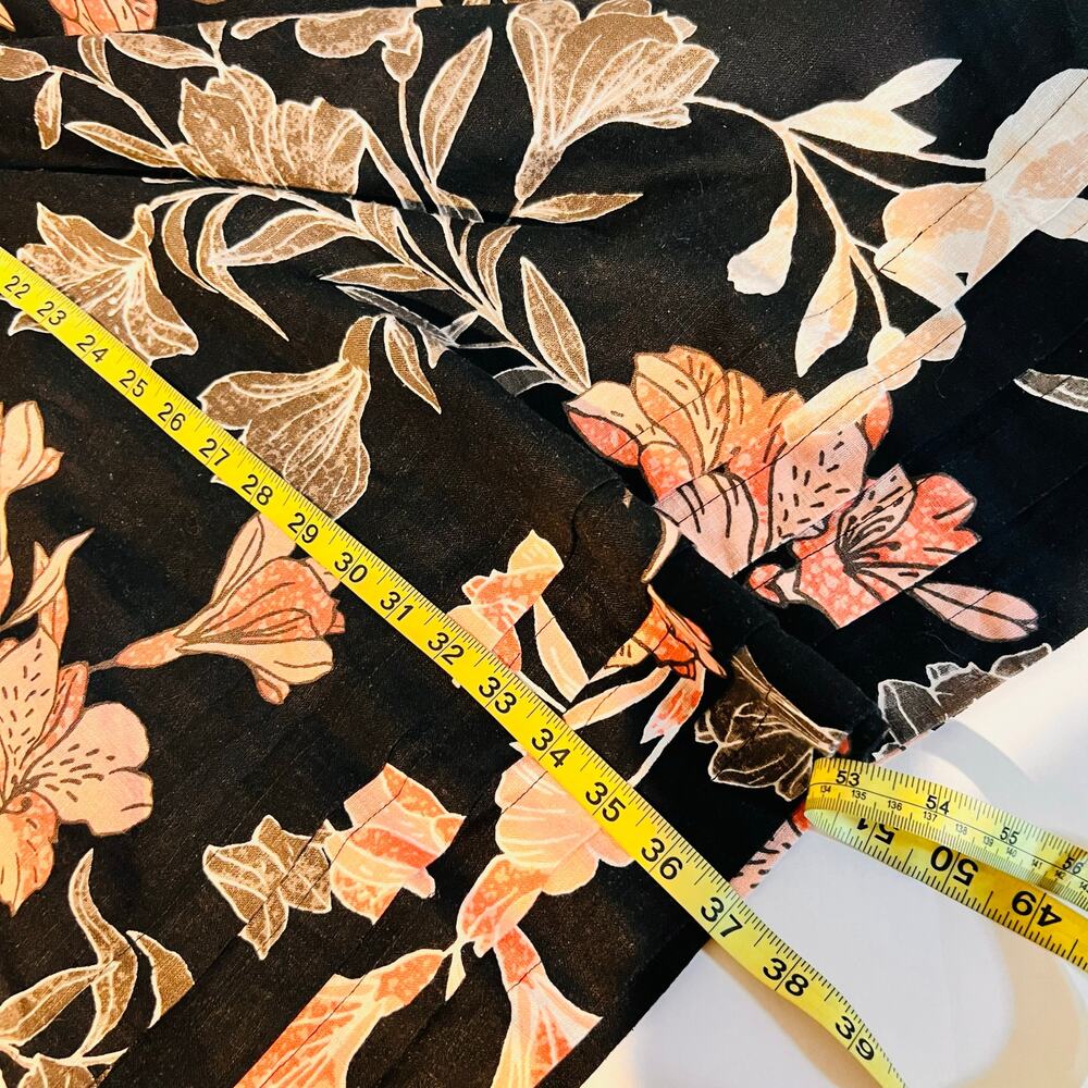 Nicole Miller Linen Blend Floral Short Sleeve Dress Size XL NEW Black Multi - Picture 8 of 9